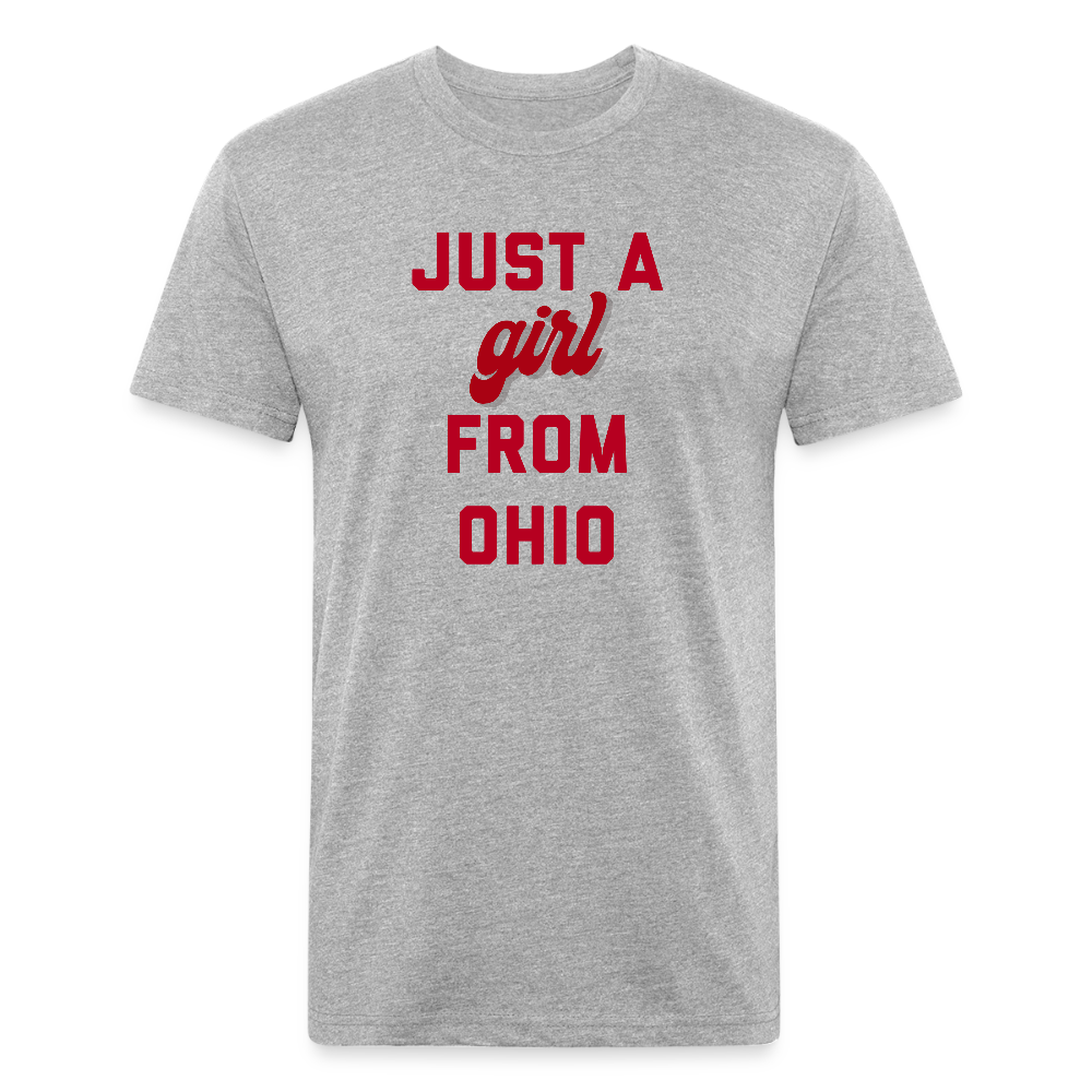Just A Girl From Ohio Fitted Cotton/Poly T-Shirt by Next Level - heather gray
