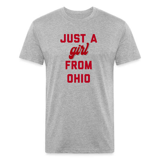 Just A Girl From Ohio Fitted Cotton/Poly T-Shirt by Next Level - heather gray