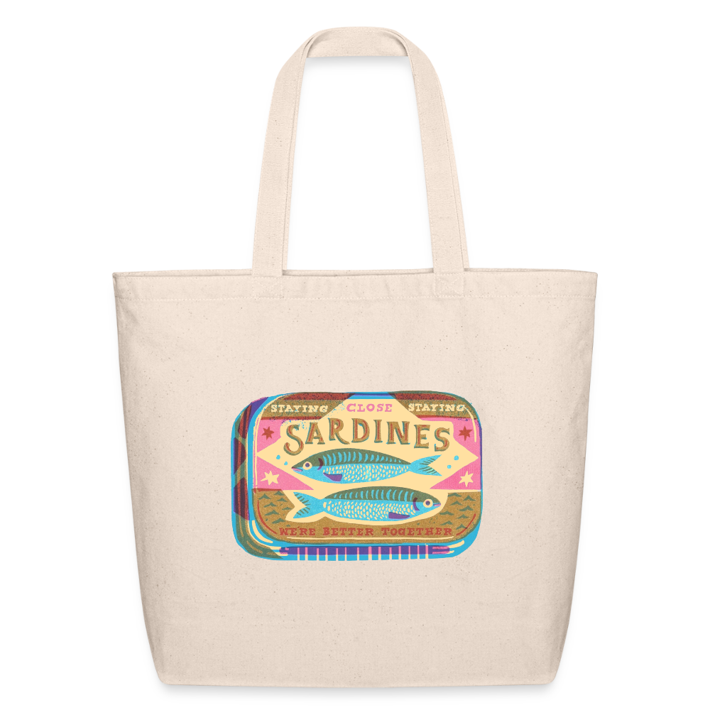 Sardines Better Together Eco-Friendly Cotton Tote - natural