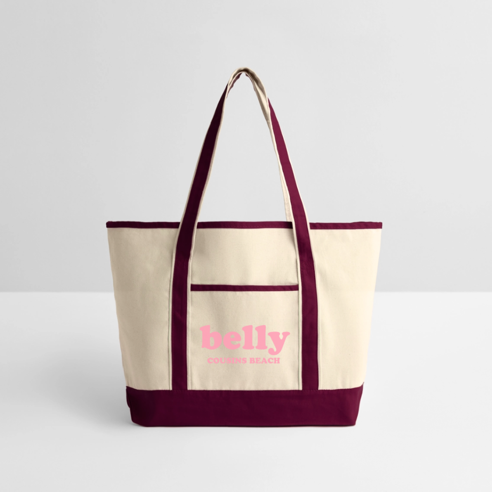Personalized Large Canvas Deluxe Tote - natural/maroon