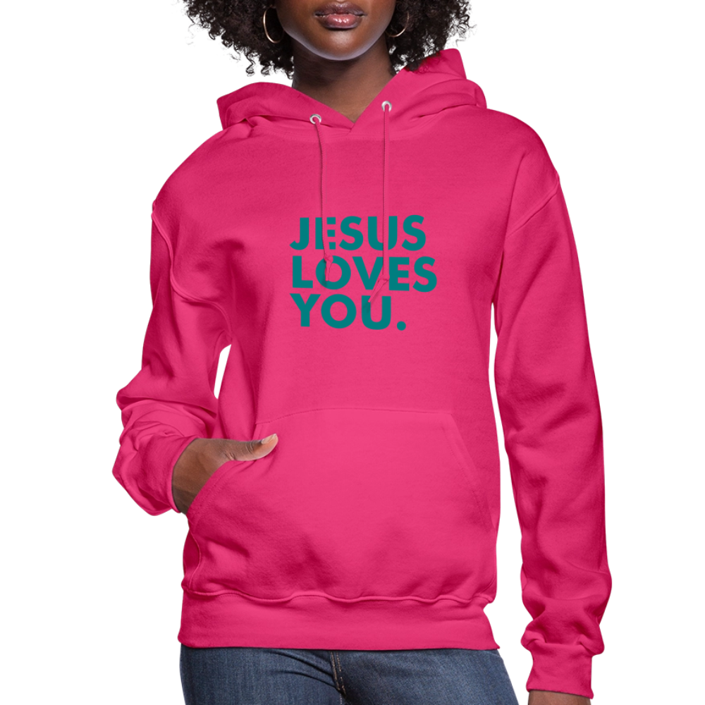 Jesus Loves You Women's Hoodie - fuchsia