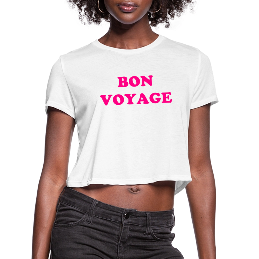 Bon Voyage Women's Cropped T-Shirt - white