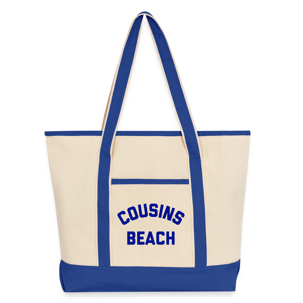 Cousins Beach Large Canvas Deluxe Tote - natural/royal