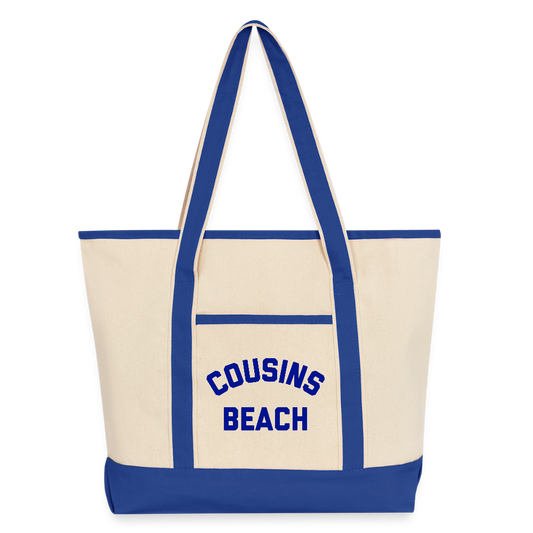Cousins Beach Large Canvas Deluxe Tote - natural/royal