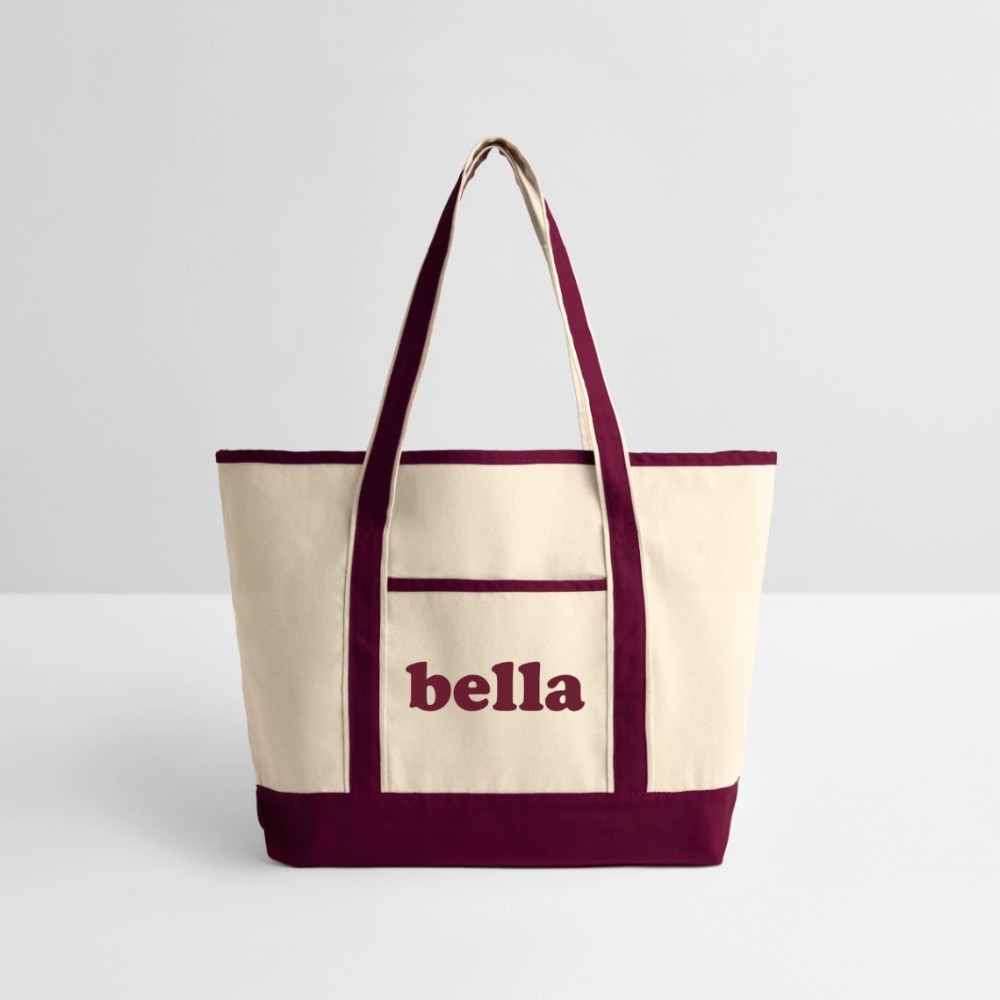 Personalized Large Canvas Deluxe Tote - natural/maroon