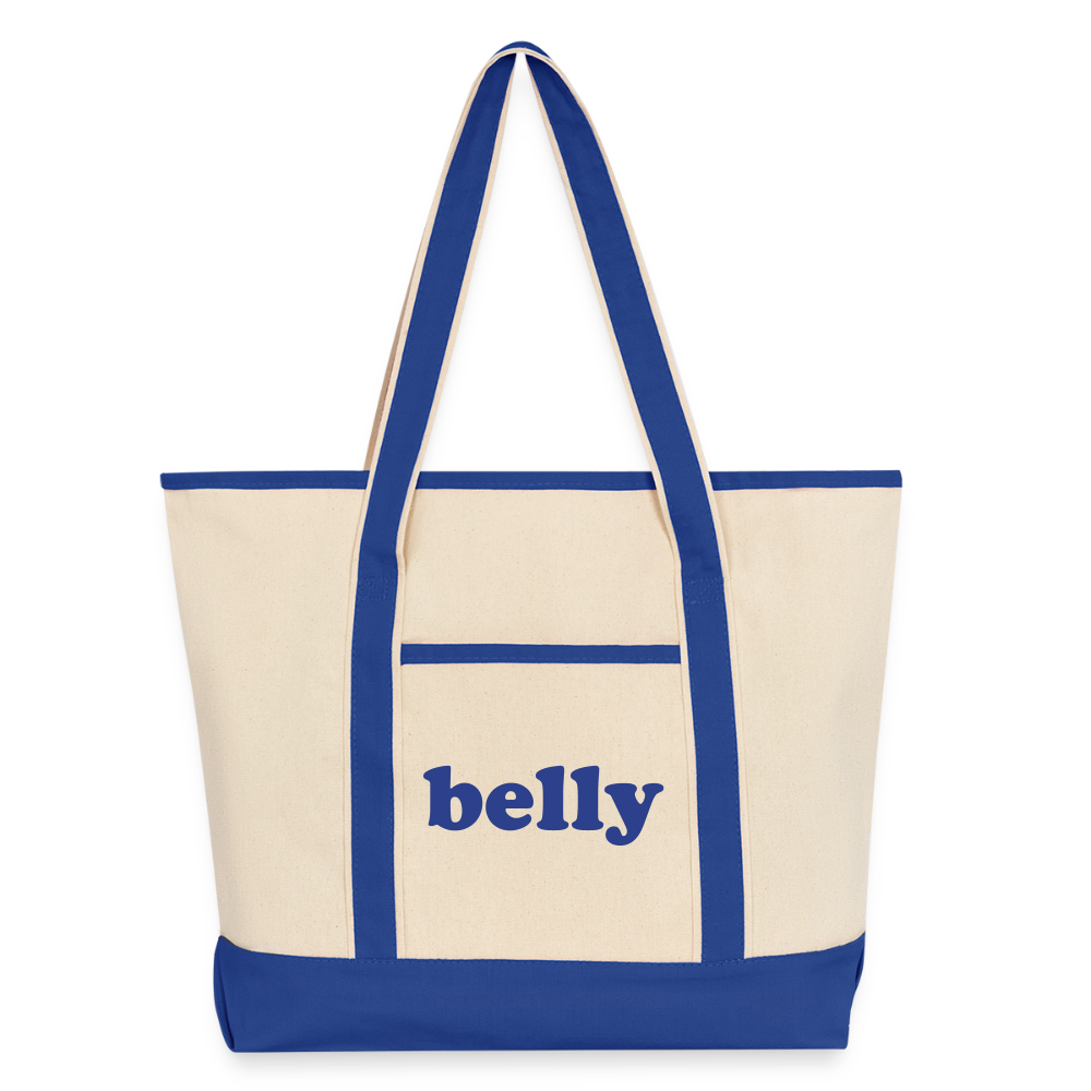 Personalized Large Canvas Deluxe Tote - natural/royal