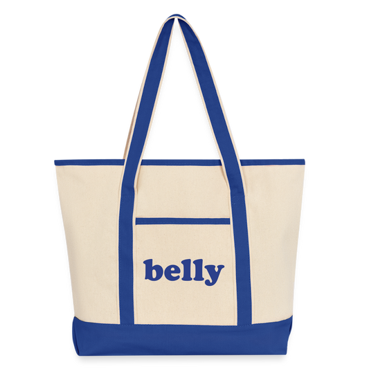 Personalized Large Canvas Deluxe Tote - natural/royal