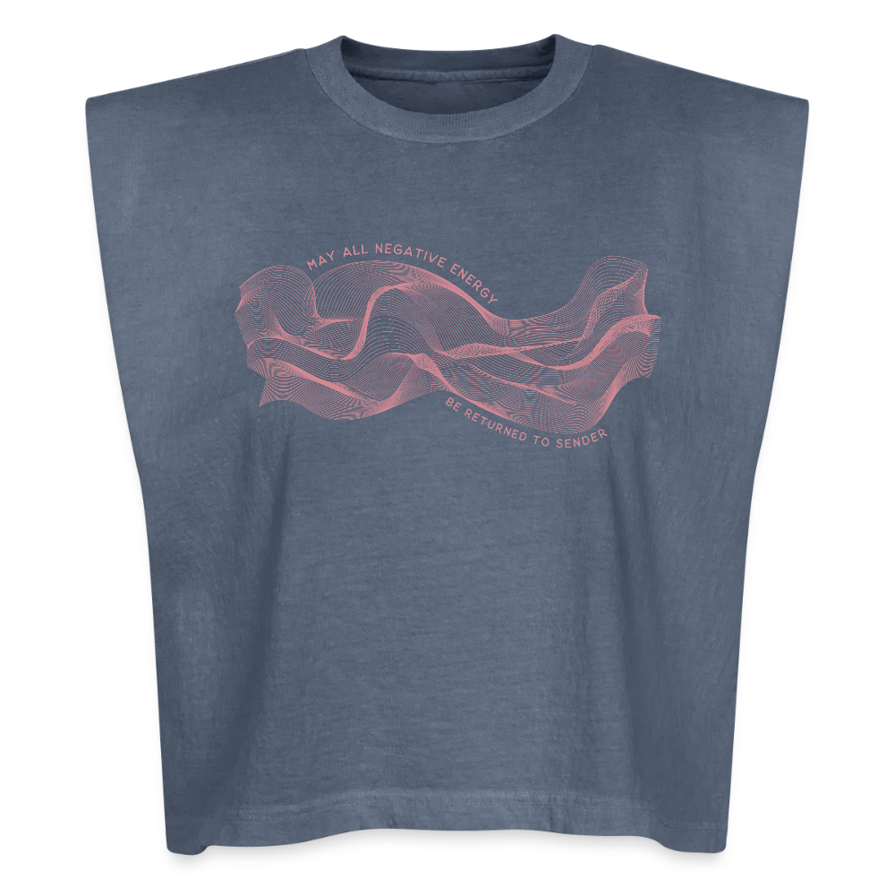 May All Negative Energy Be Returned to Sender American Apparel Women's Garment Dyed Muscle Tank - faded navy