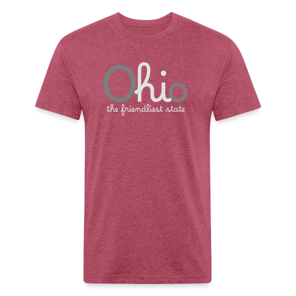 O hi o the friendliest state Fitted Cotton/Poly T-Shirt by Next Level - heather burgundy