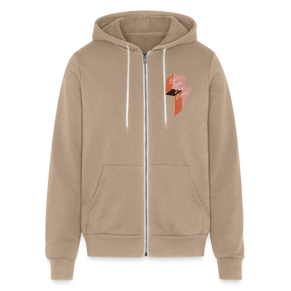 Life is Short Be a Legend Bella + Canvas Unisex Full Zip Hoodie - tan