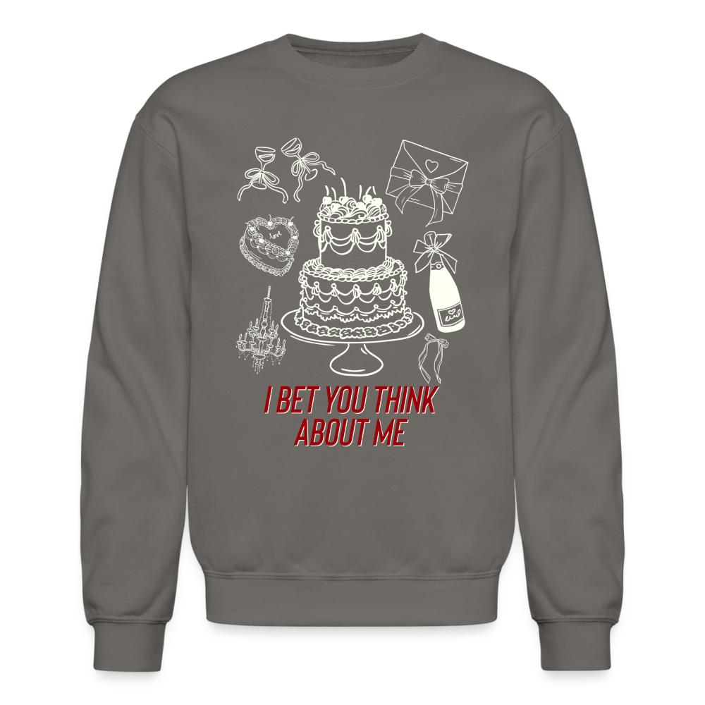 I Bet You Think About Me Crewneck Sweatshirt - asphalt gray