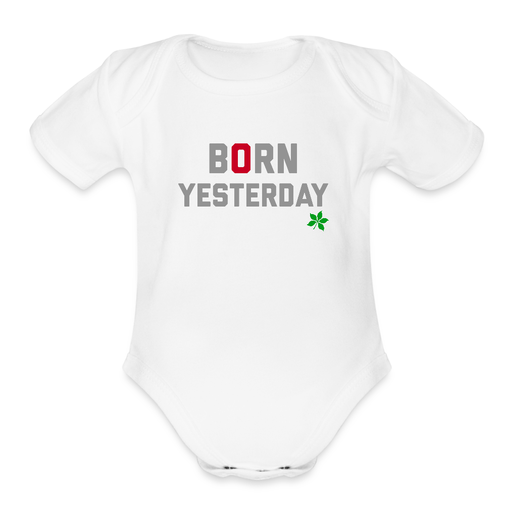 Born Yesterday Organic Short Sleeve Baby Bodysuit - white