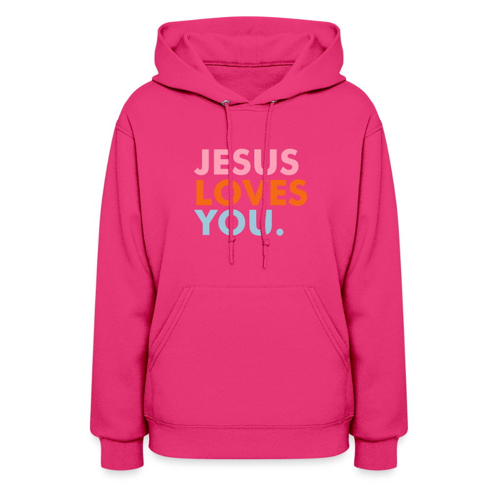 Jesus Loves You Women's Hoodie - fuchsia