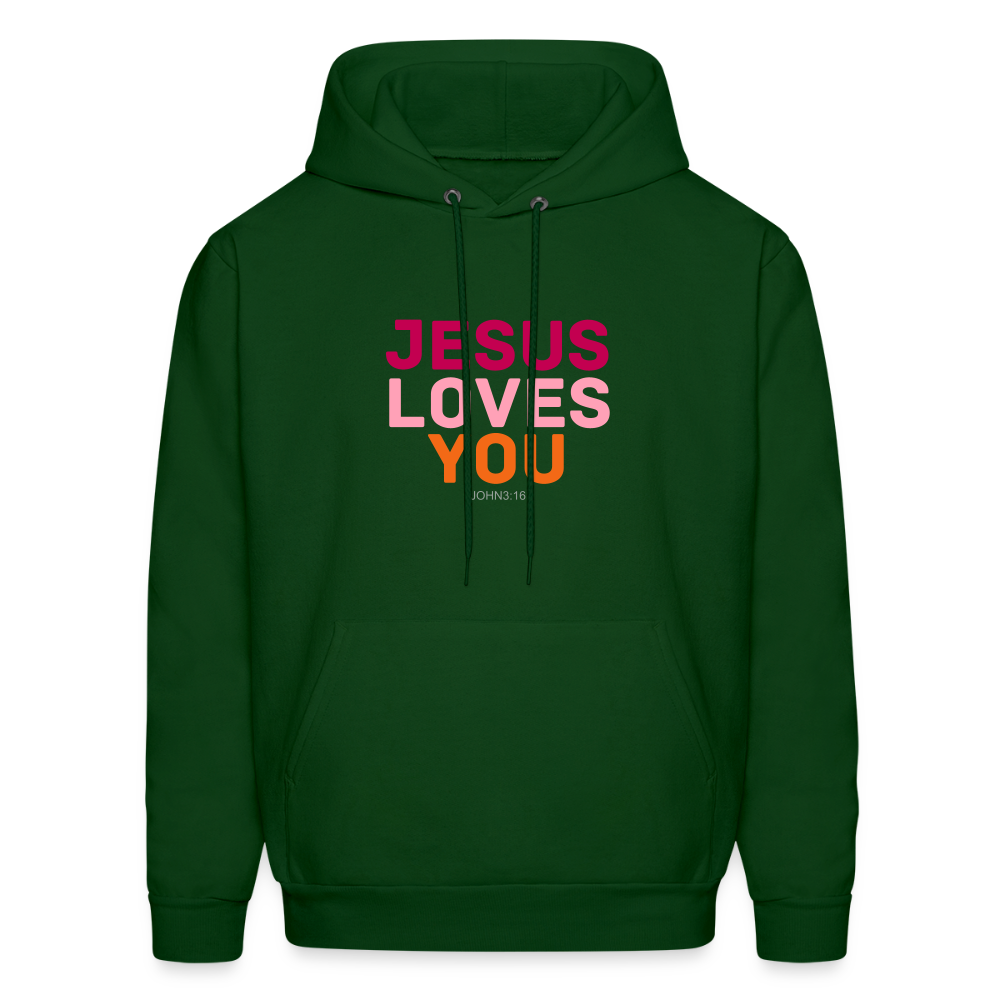 Jesus Loves You Men's Hoodie - forest green