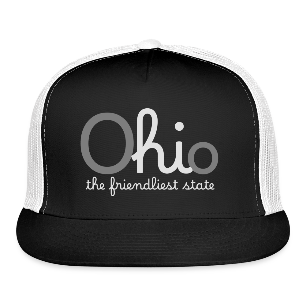 O hi o the friendliest state Trucker Hat Cap - black/white