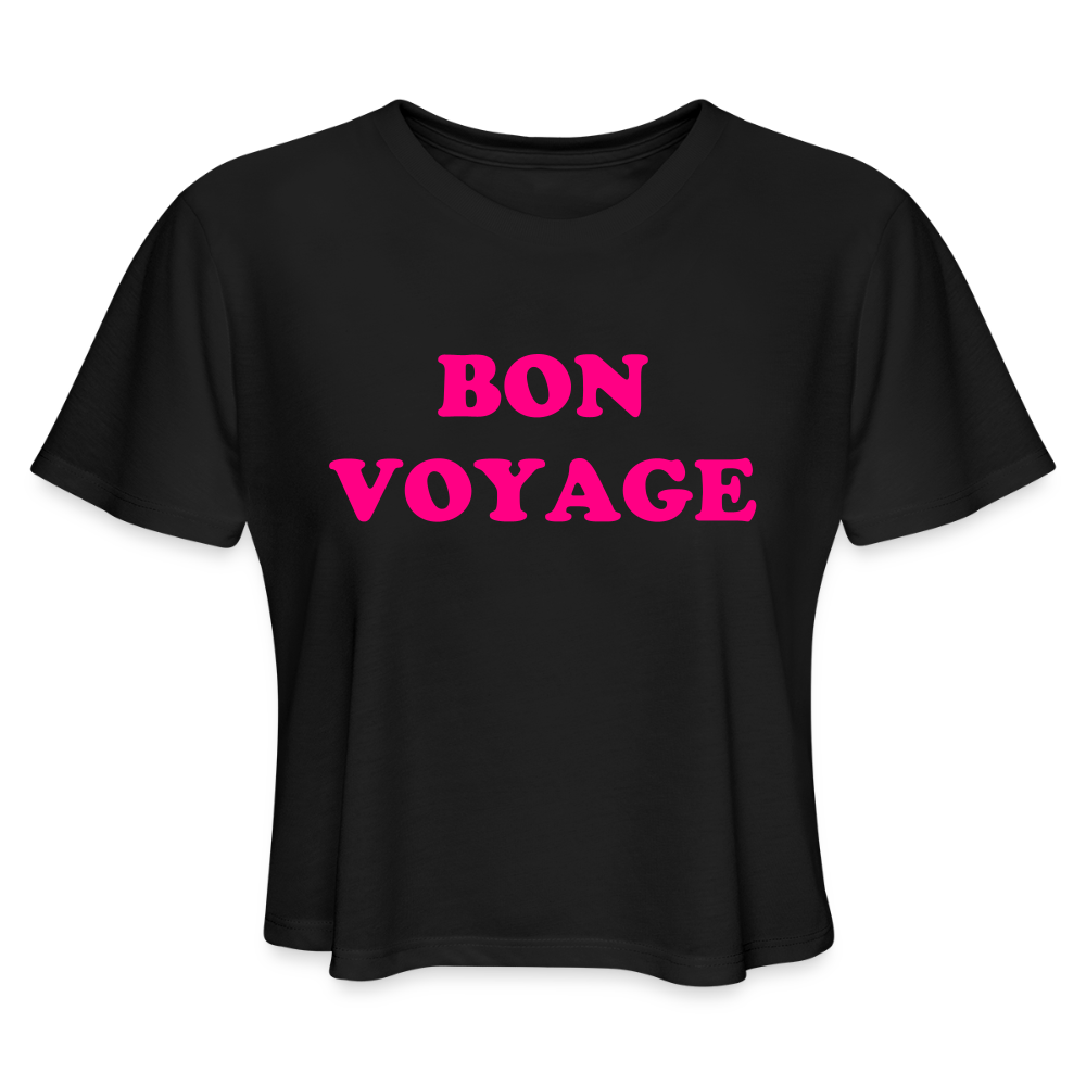 Bon Voyage Women's Cropped T-Shirt - black