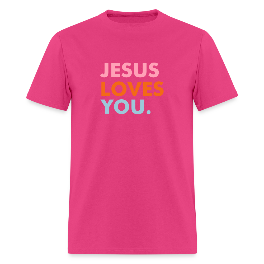 Jesus Loves You Men's T-Shirt | GILDAN 5000 - fuchsia