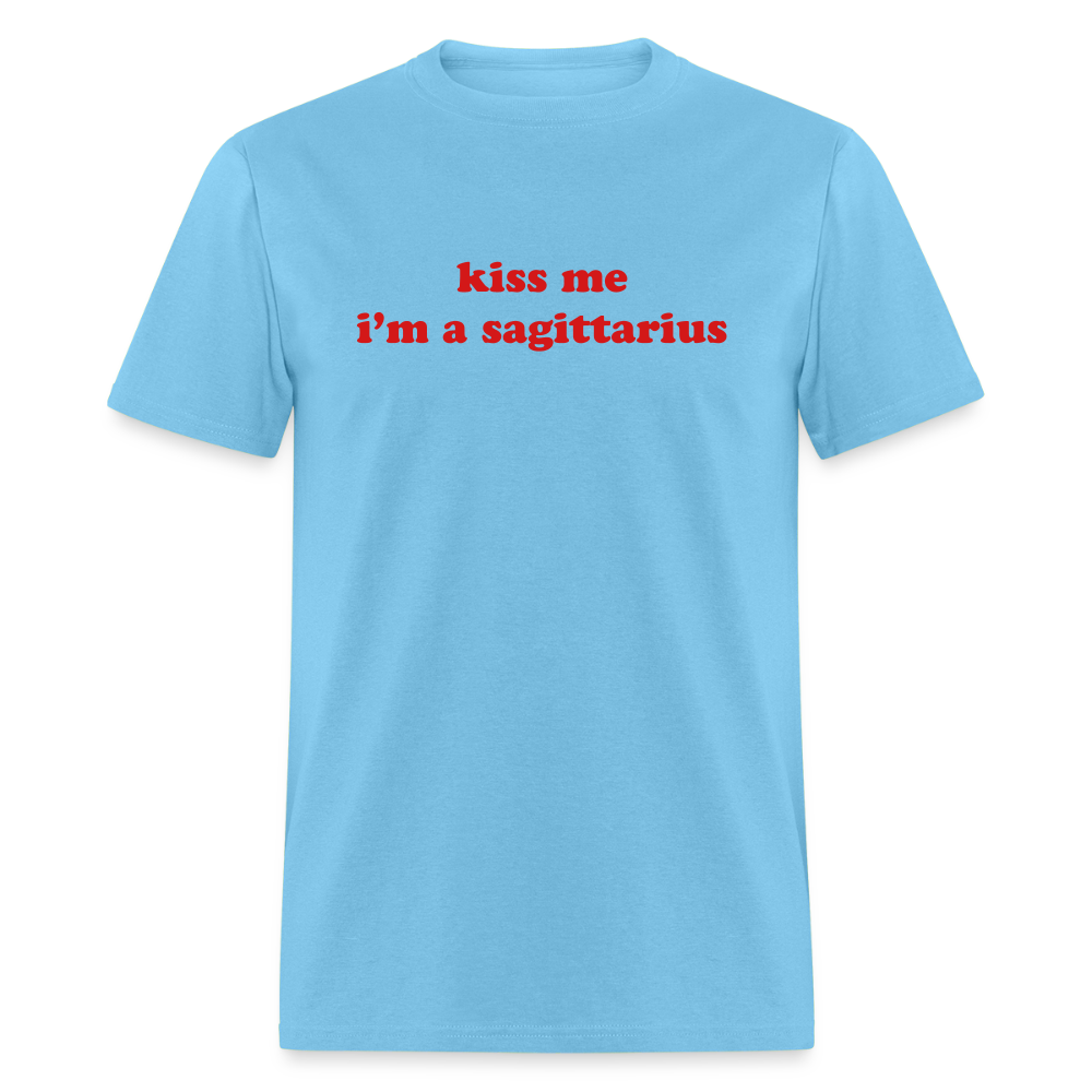 kiss me I’m a sagittarius Unisex Classic T-Shirt - aquatic blue