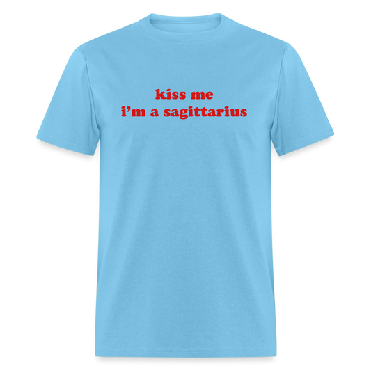 kiss me I’m a sagittarius Unisex Classic T-Shirt - aquatic blue
