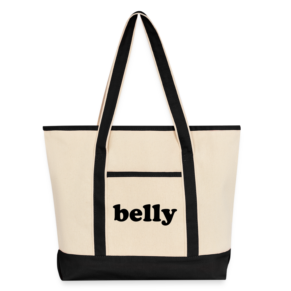 Personalized Large Canvas Deluxe Tote - Natural/Black