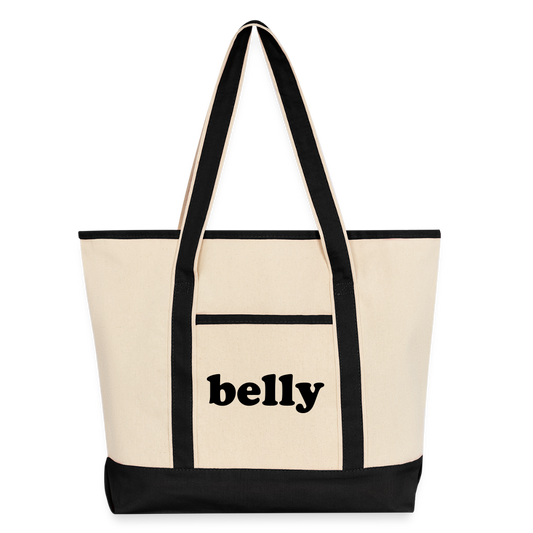 Personalized Large Canvas Deluxe Tote - Natural/Black