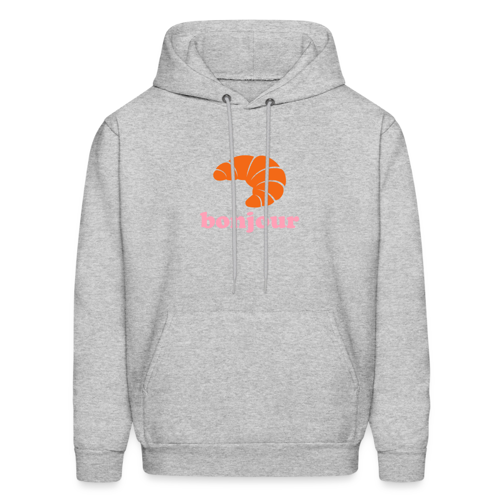 Bonjour Croissant Men's Hoodie - heather gray