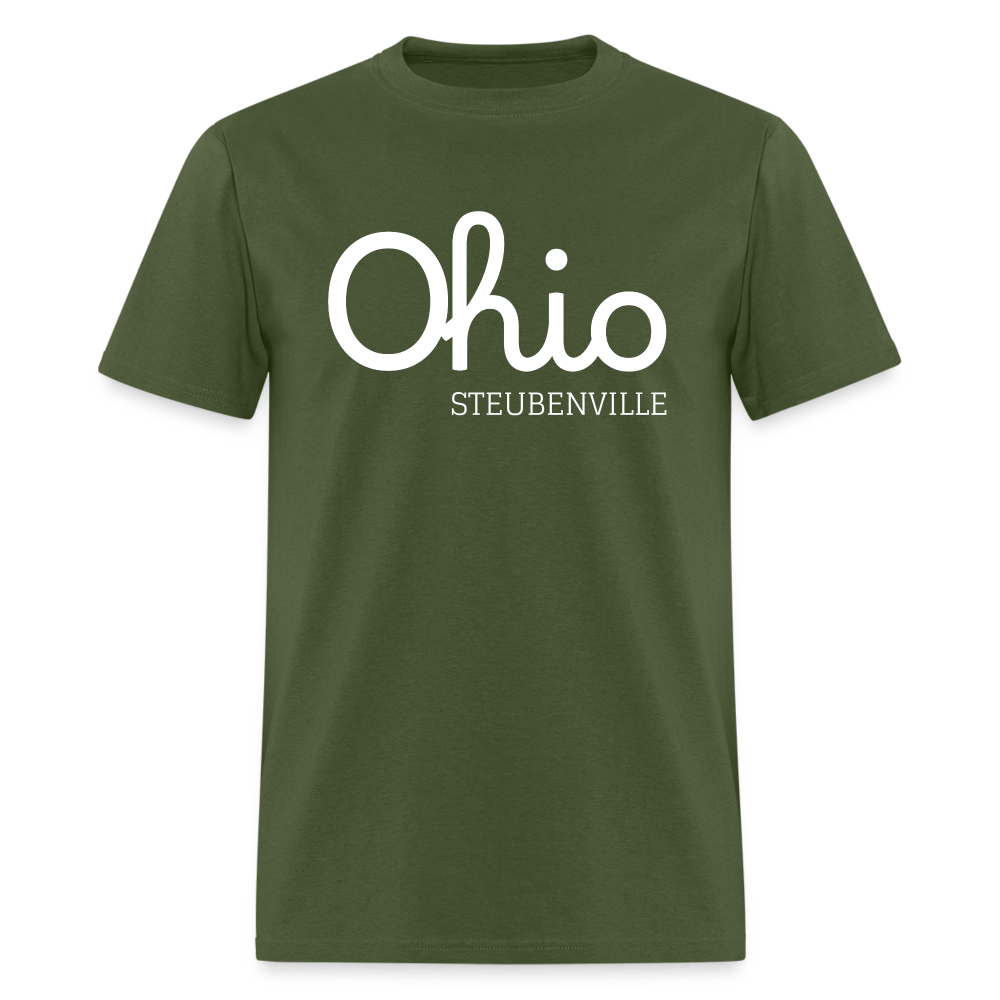 Steubenville (your hometown) Script Ohio Unisex Classic T-Shirt - military green