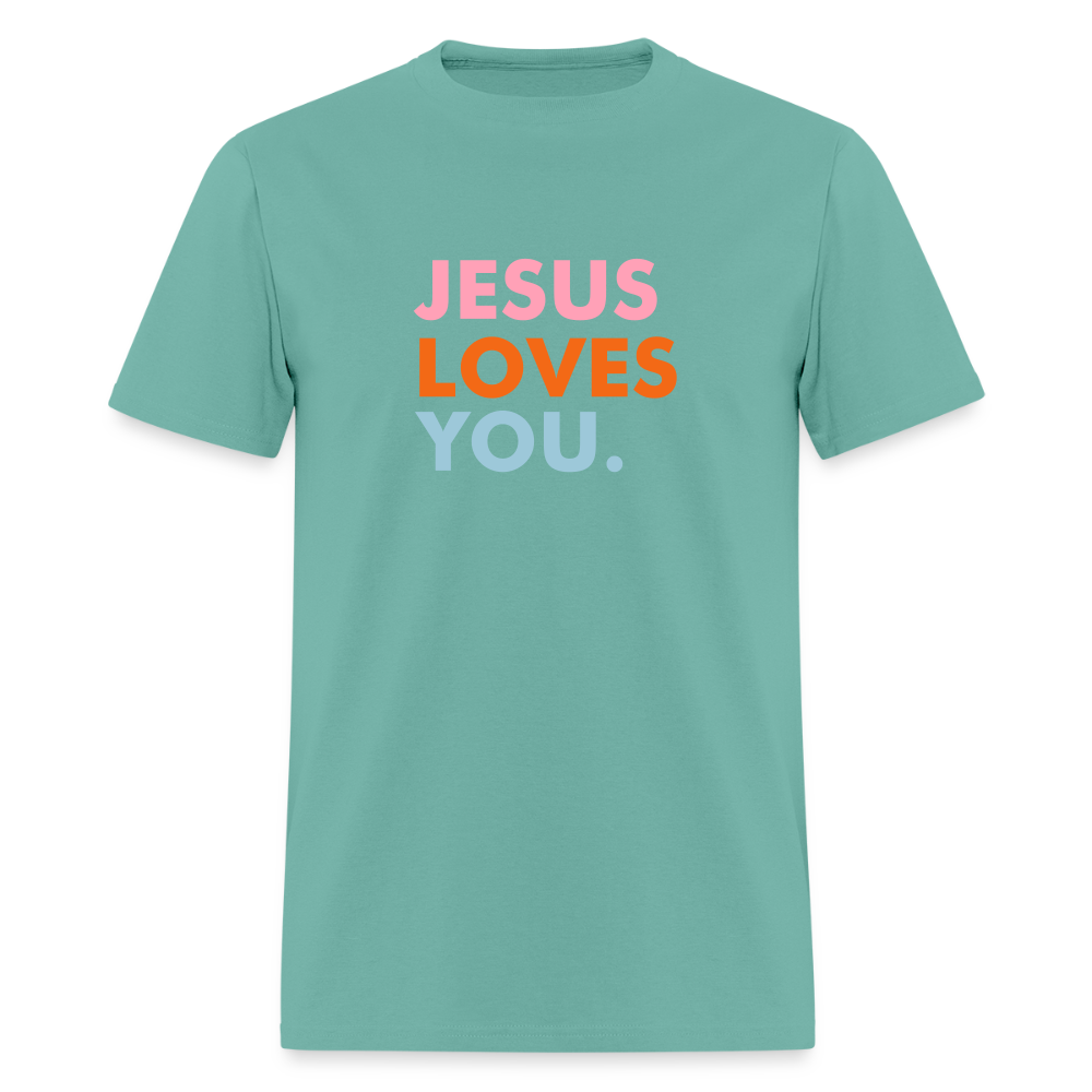 Jesus Loves You Men's T-Shirt | GILDAN 5000 - aquatic