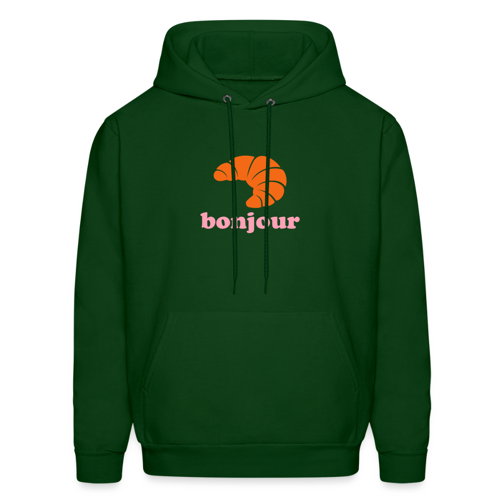 Bonjour Croissant Men's Hoodie - forest green