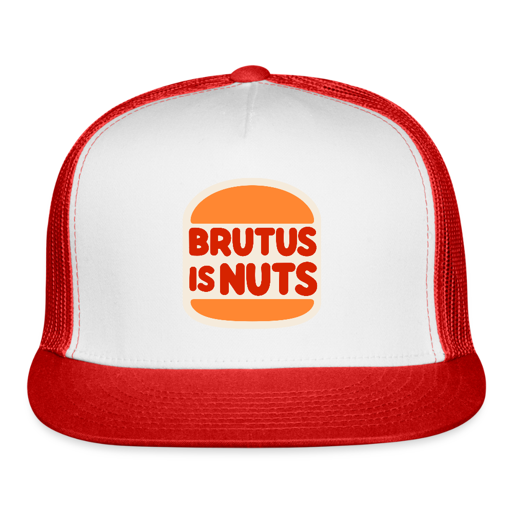 Brutus is Nuts Trucker Hat - white/red