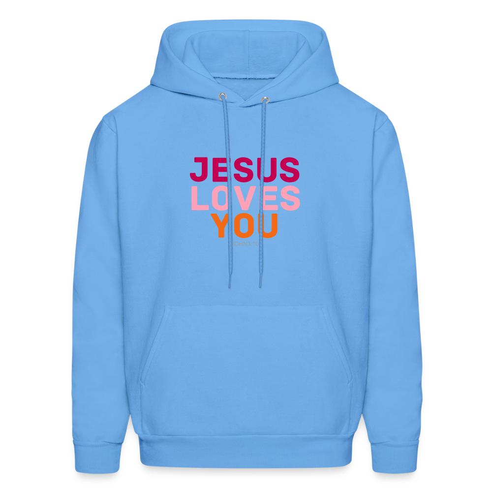 Jesus Loves You Men's Hoodie - carolina blue