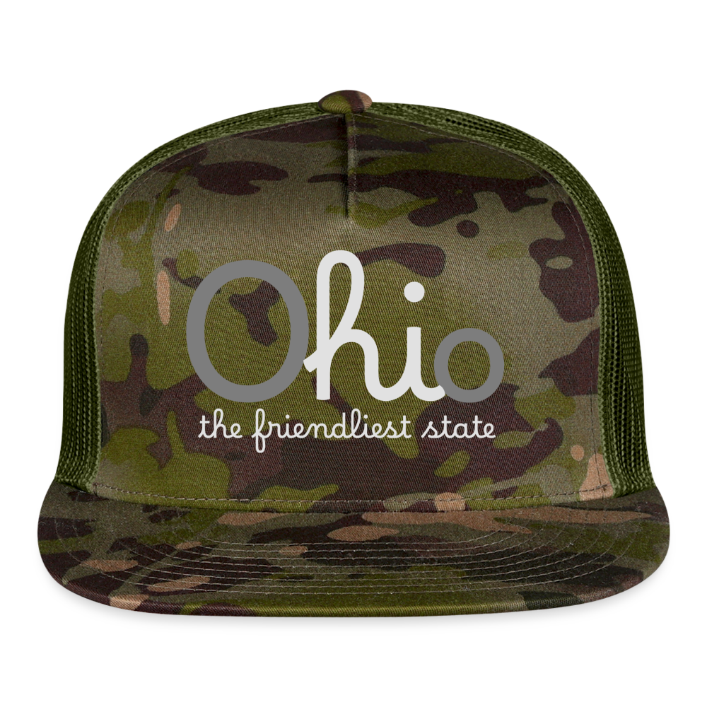 O hi o the friendliest state Trucker Hat Cap - MultiCam\green