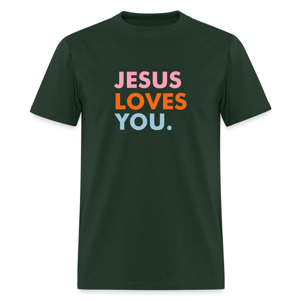 Jesus Loves You Men's T-Shirt | GILDAN 5000 - forest green