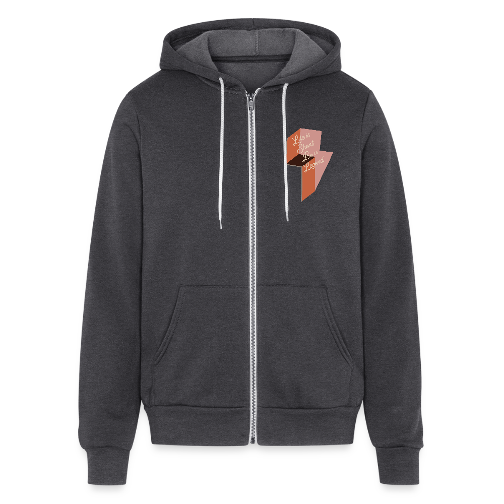Life is Short Be a Legend Bella + Canvas Unisex Full Zip Hoodie - charcoal grey