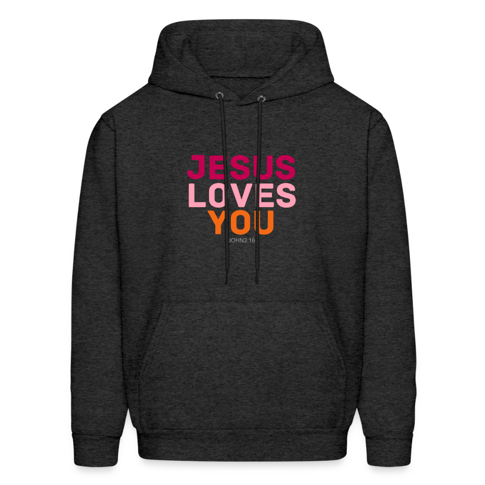 Jesus Loves You Men's Hoodie - charcoal grey