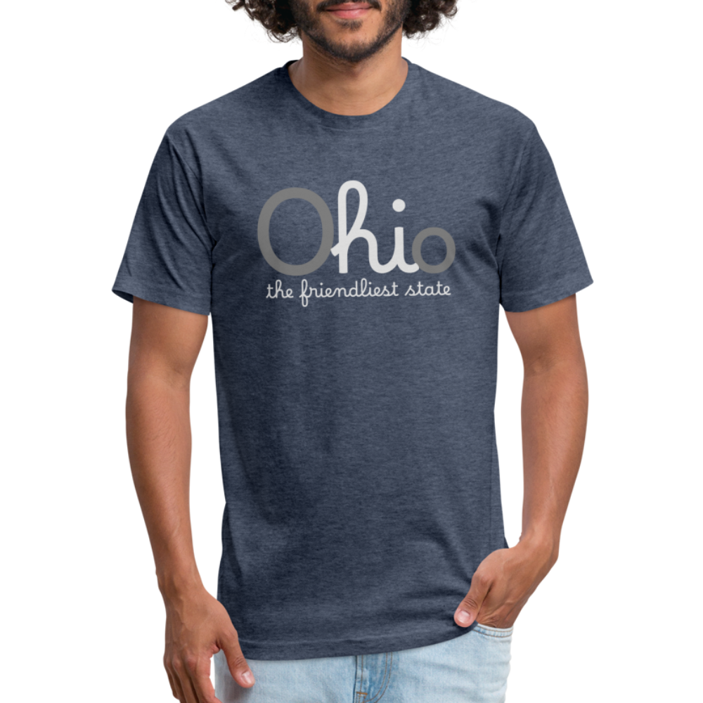 O hi o the friendliest state Fitted Cotton/Poly T-Shirt by Next Level - heather navy