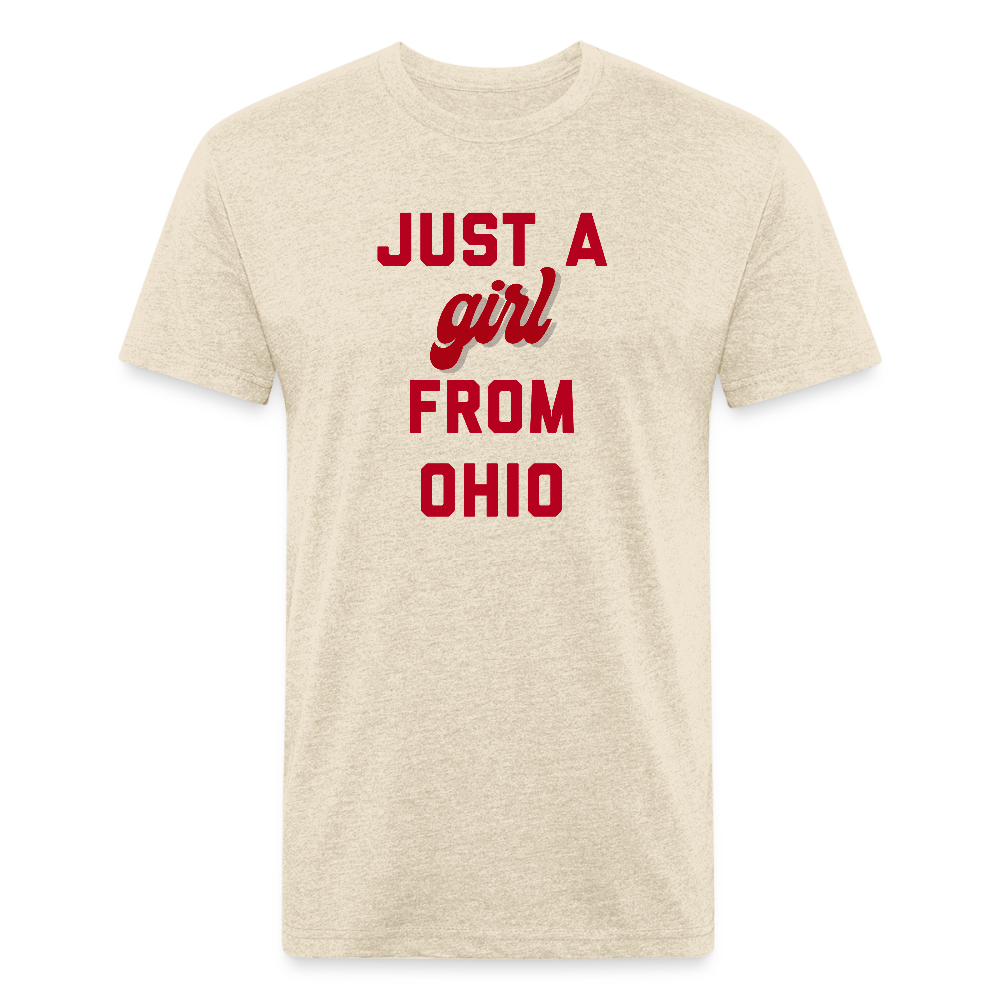 Just A Girl From Ohio Fitted Cotton/Poly T-Shirt by Next Level - heather cream