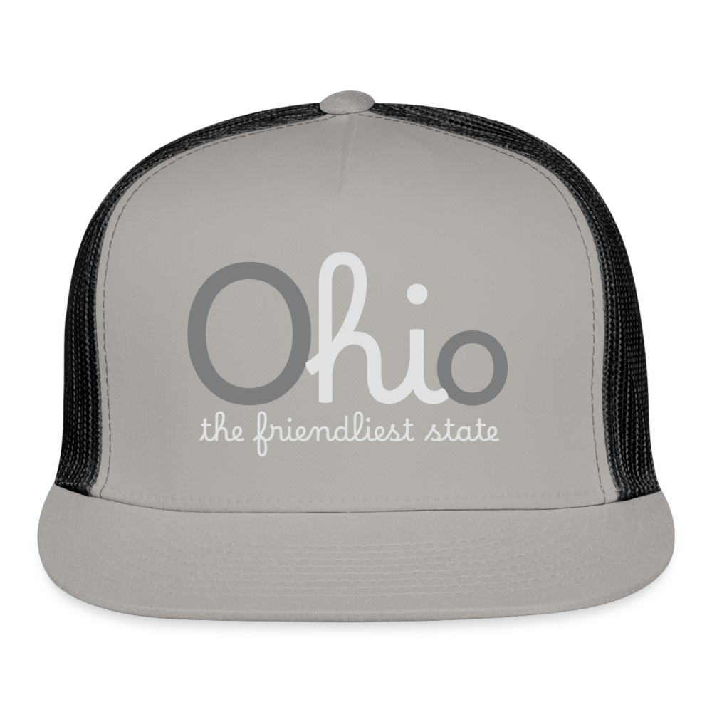 O hi o the friendliest state Trucker Hat Cap - gray/black