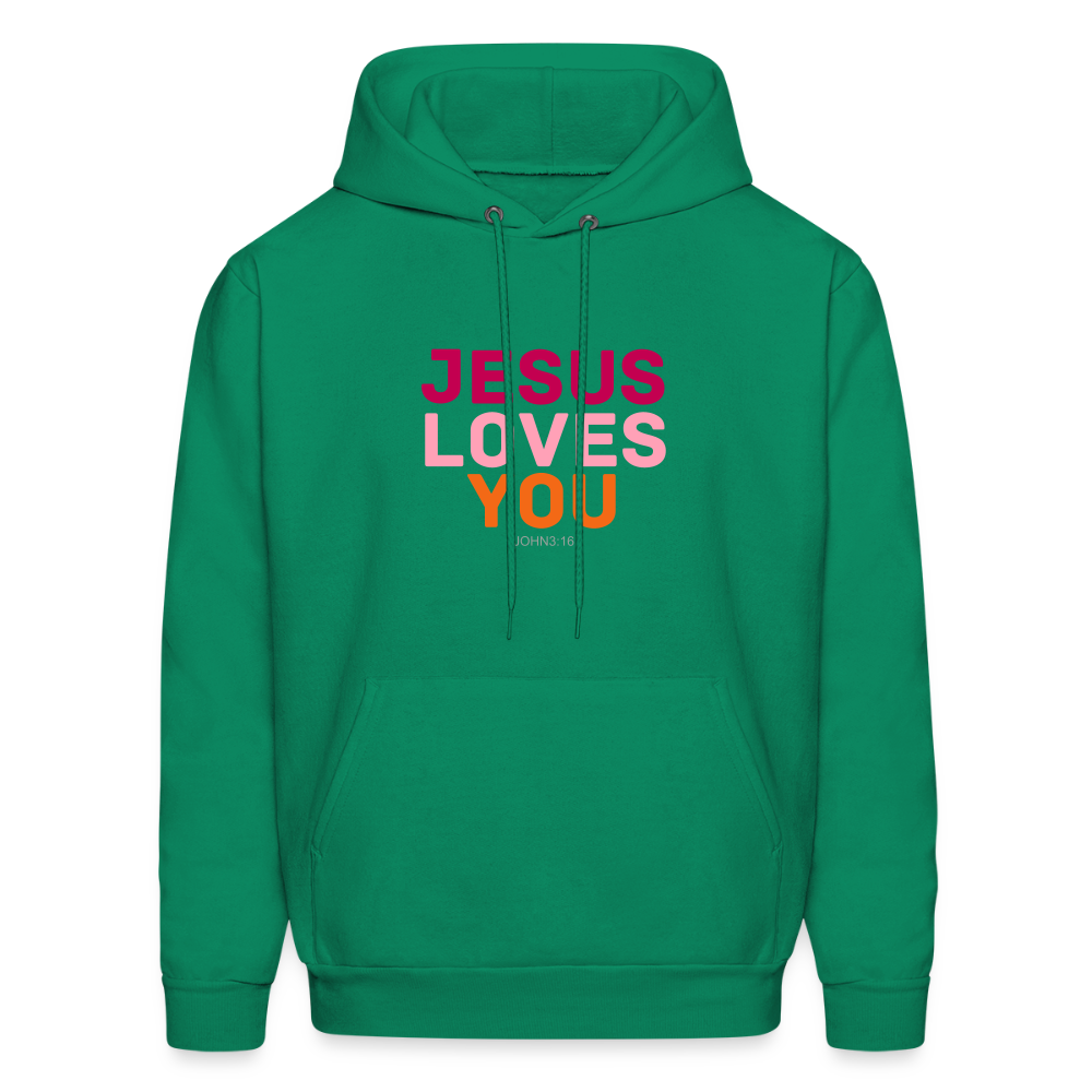 Jesus Loves You Men's Hoodie - kelly green