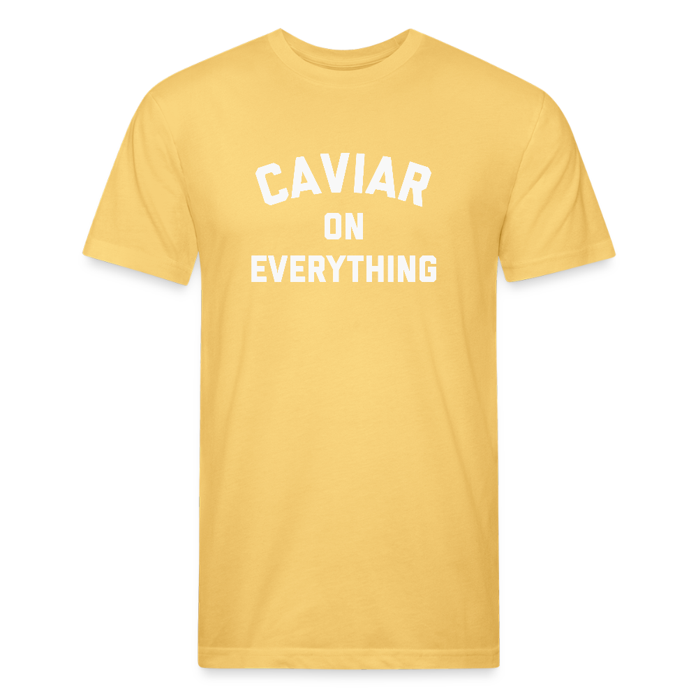 Caviar on Everything Fitted Cotton/Poly T-Shirt by Next Level - pastel yellow