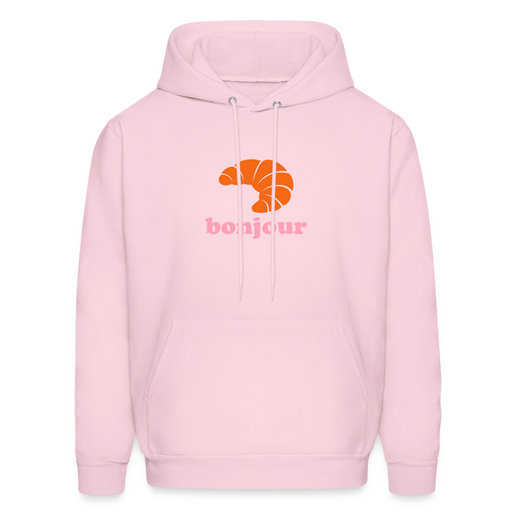 Bonjour Croissant Men's Hoodie - pale pink
