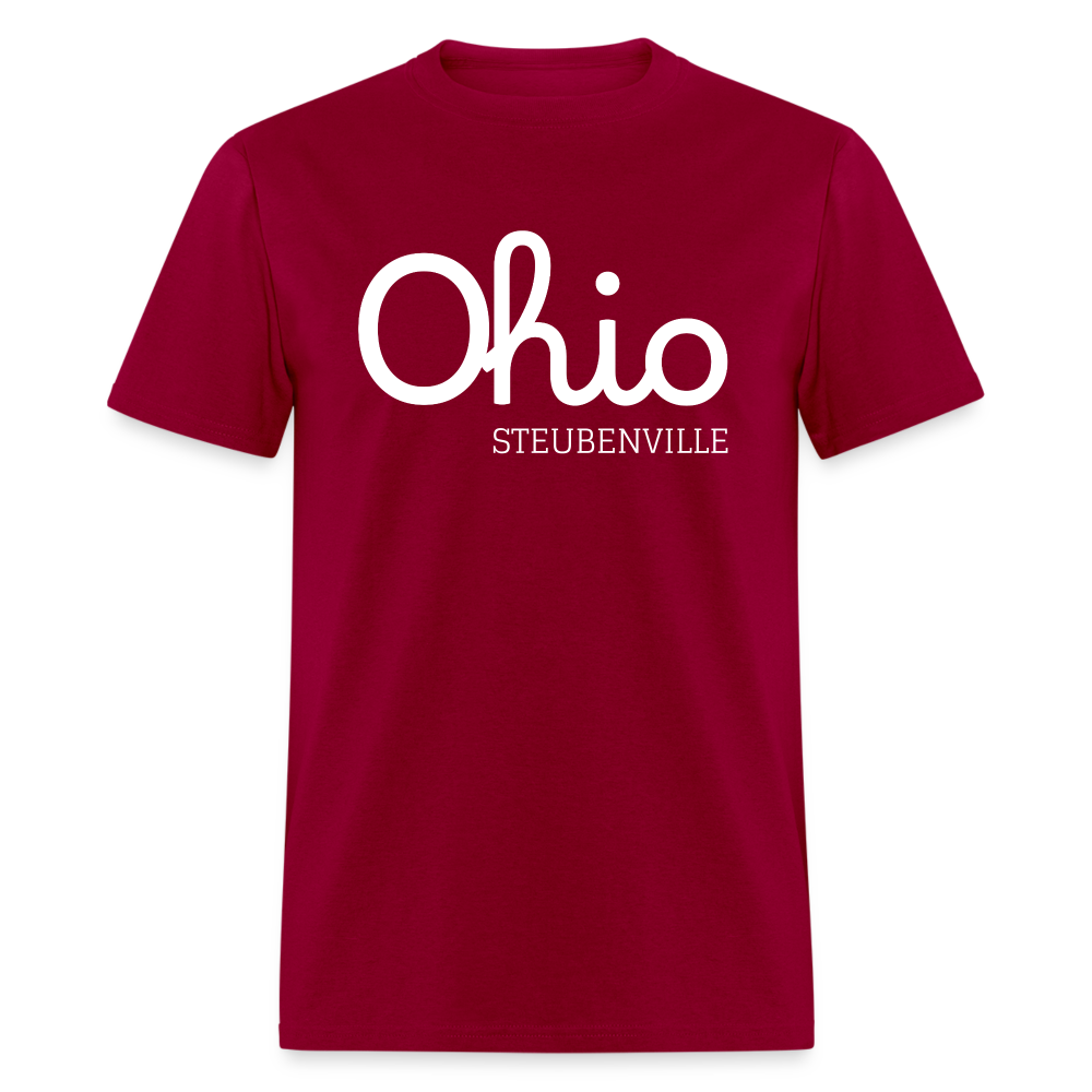 Steubenville (your hometown) Script Ohio Unisex Classic T-Shirt - dark red