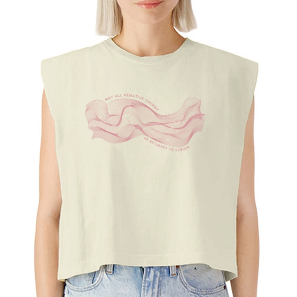 May All Negative Energy Be Returned to Sender American Apparel Women's Garment Dyed Muscle Tank - faded cream