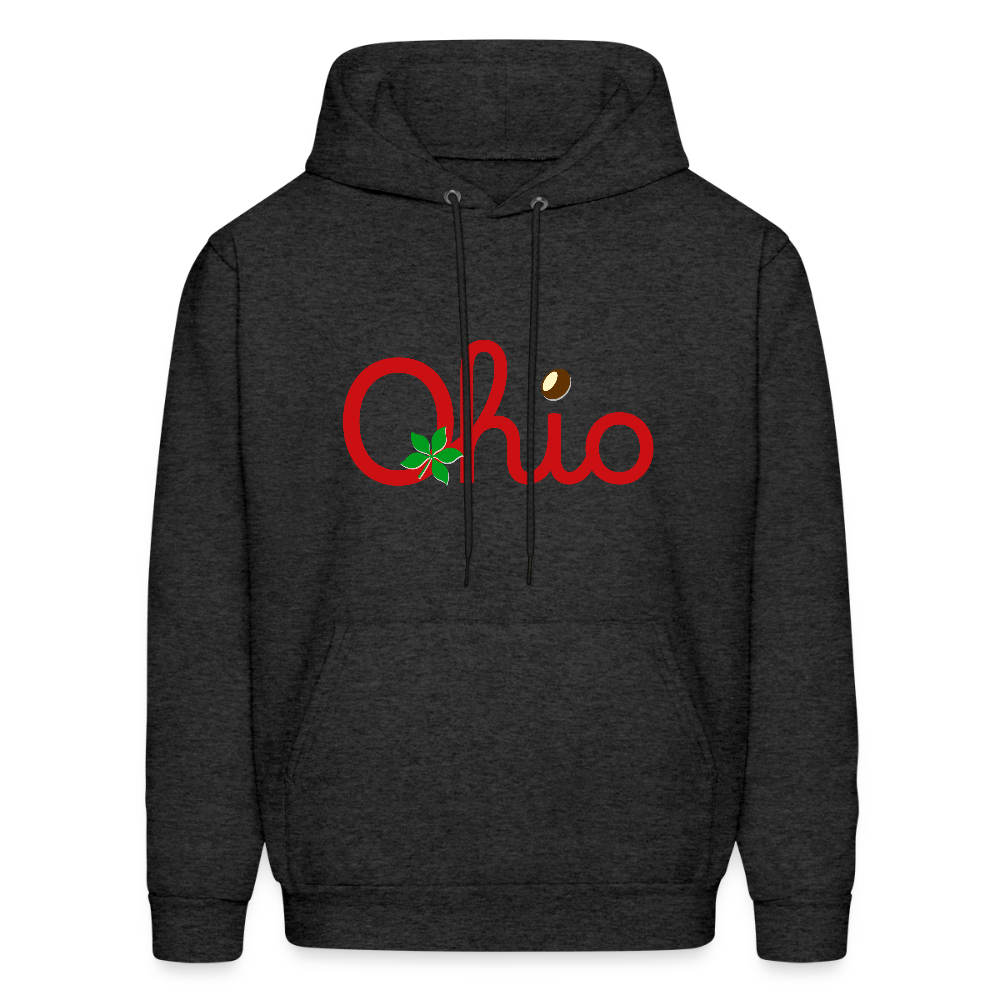 Ohio Script Leaf Nut Men's Hoodie - charcoal grey