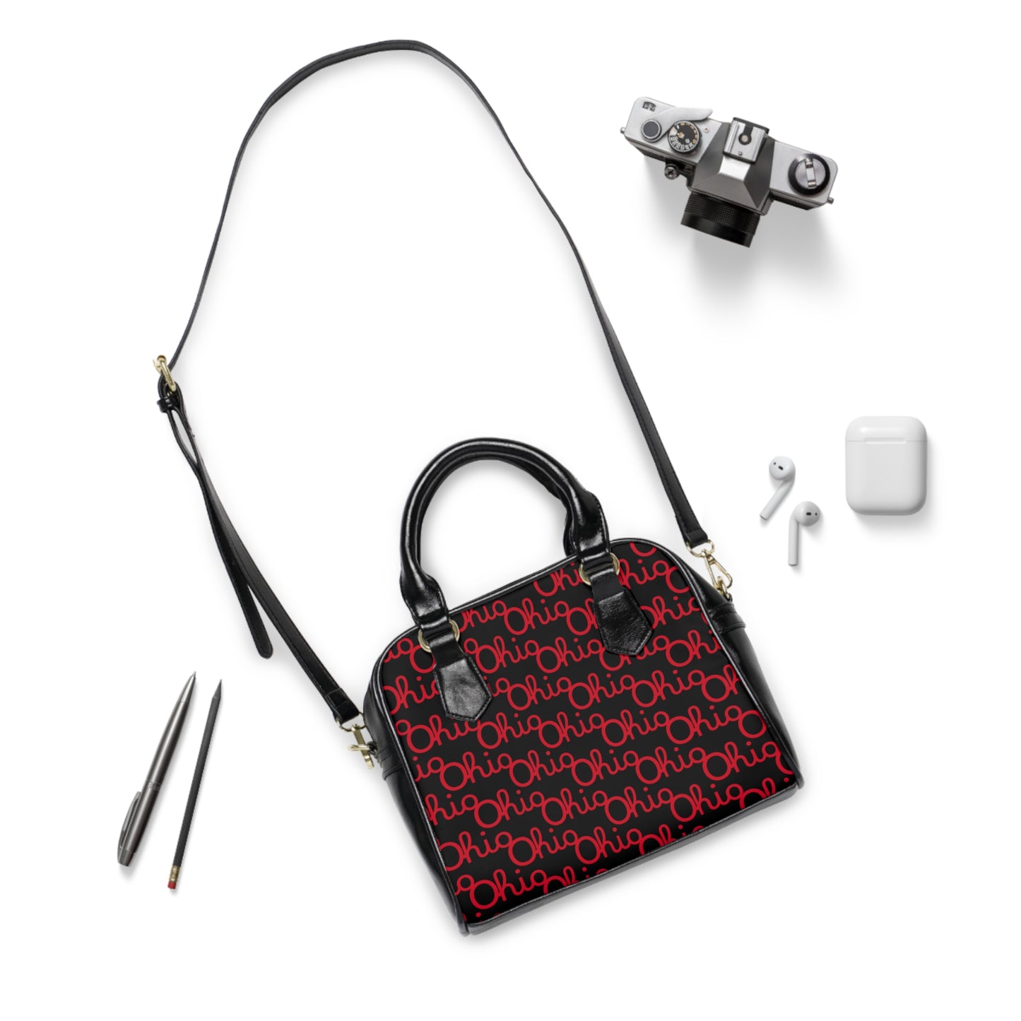 Script Ohio Buckeye Leaf Crossbody Handbag