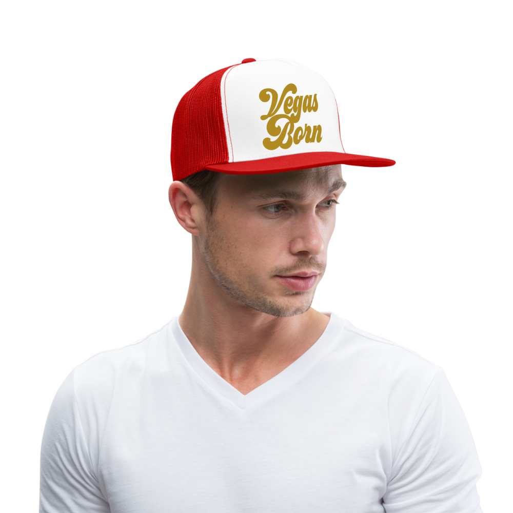 Vegas Born Trucker Hat - white/red