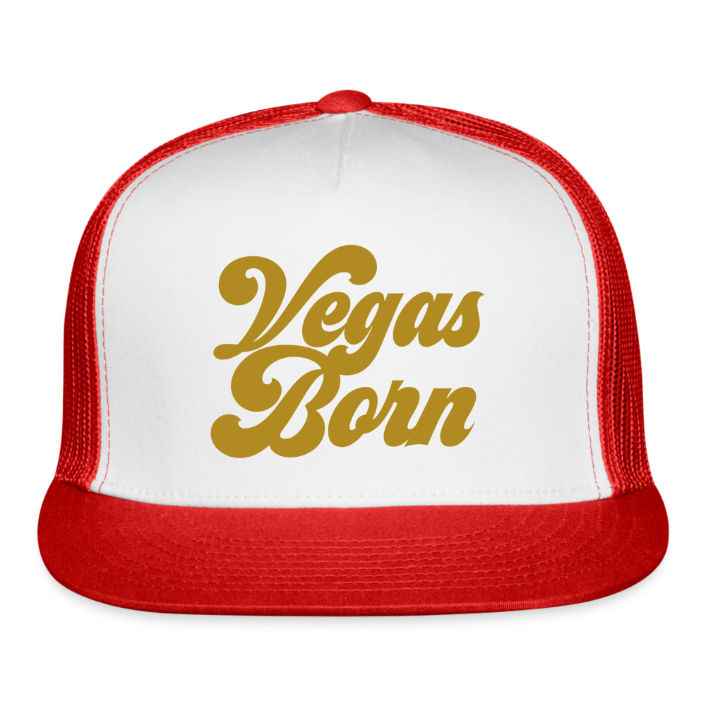 Vegas Born Trucker Hat - white/red