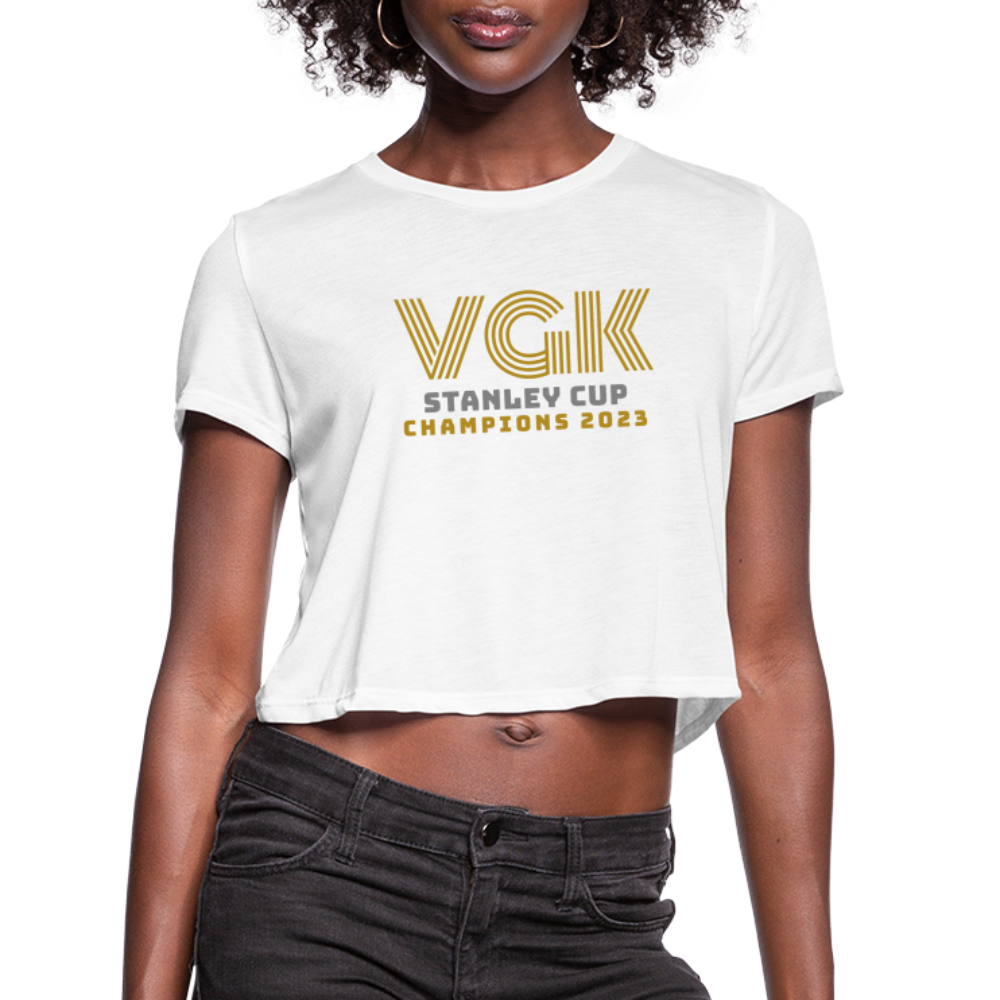 VGK Stanley Cup Champions 2023 Women's Cropped T-Shirt - white