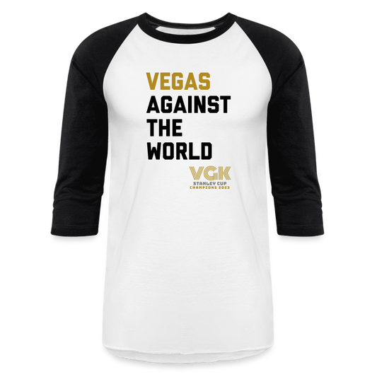 Vegas Against The World VGK Stanley Cup Champs 2023 Baseball T-Shirt - white/black