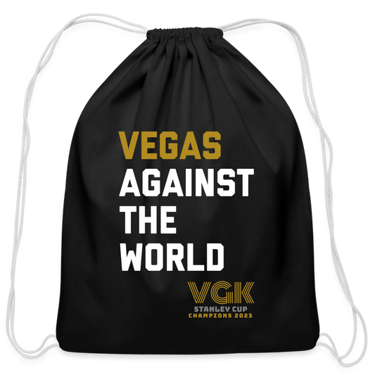Vegas Against the World VGK Stanley Cup Champions 2023 Cotton Drawstring Bag - black